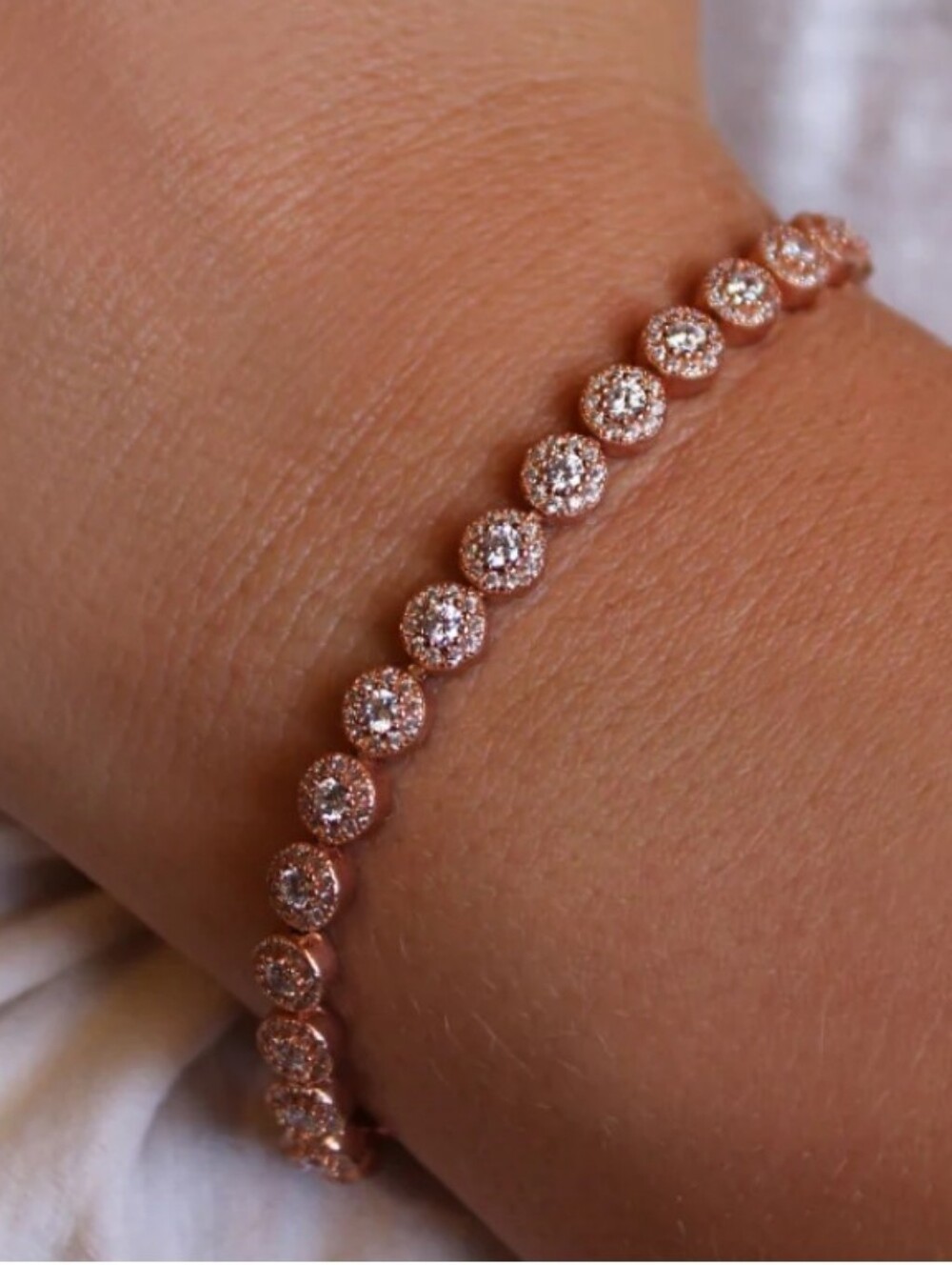 HALO FRIENDSHIP BRACELE Rose Gold Cubic Zirconia Bezel Bracelet Women's Jewelry
